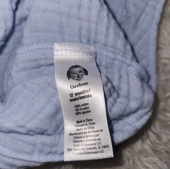 Gerber Baby. Guaze Overalls. Size 12 Months. Blue - Picture 4 of 4